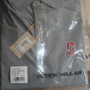 Peter Millar Stanford Black and White Striped Polo
